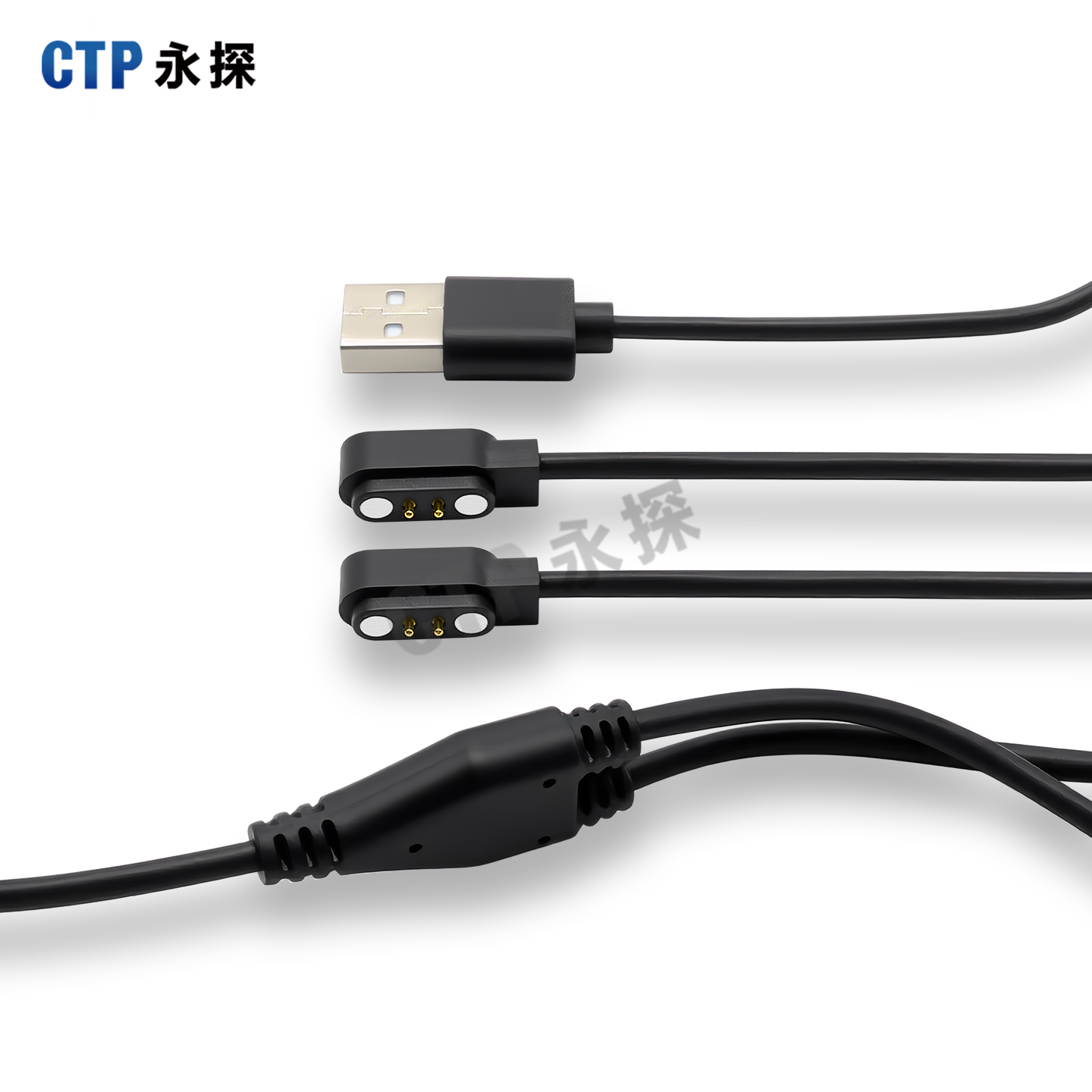 永探2PIN磁吸數(shù)據(jù)線間距2.54mm一拖二